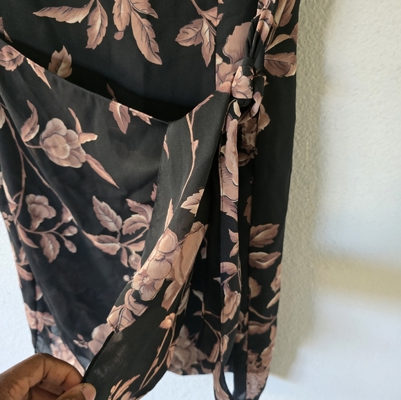 Talbots Floral Faux Wrap Dress Women Sz 14 Padded Short Coastal Fairycore - Picture 4 of 13